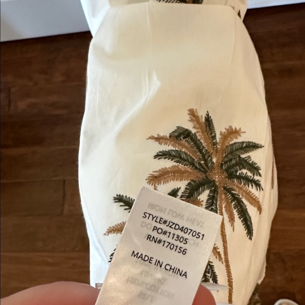 NWT B.Right Palm Boulevard Dress midi tiered sundress w/ embroidered palms L - Picture 9 of 10